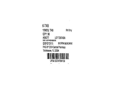 750mg/10meq Label (K Tab 10meq(abbott))